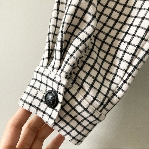 Cabi | 3173 Windowpane Jacket Black Funnel Neck 3/4 Sleeves Button Up XS - Picture 7 of 8